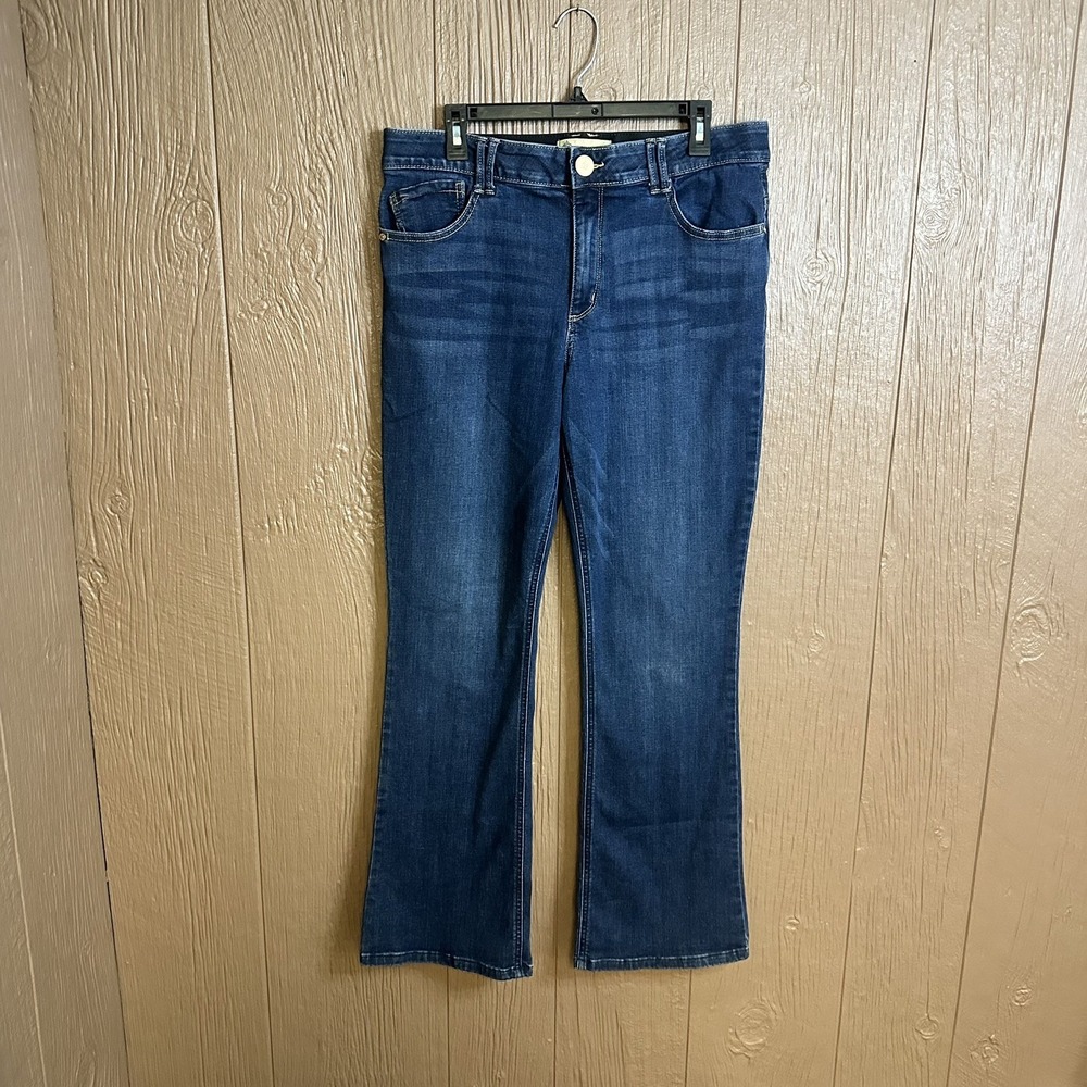Democracy Women's Ab Solution Itty Bitty Flare Boot Cut  Jeans Sz 14 Dark Wash